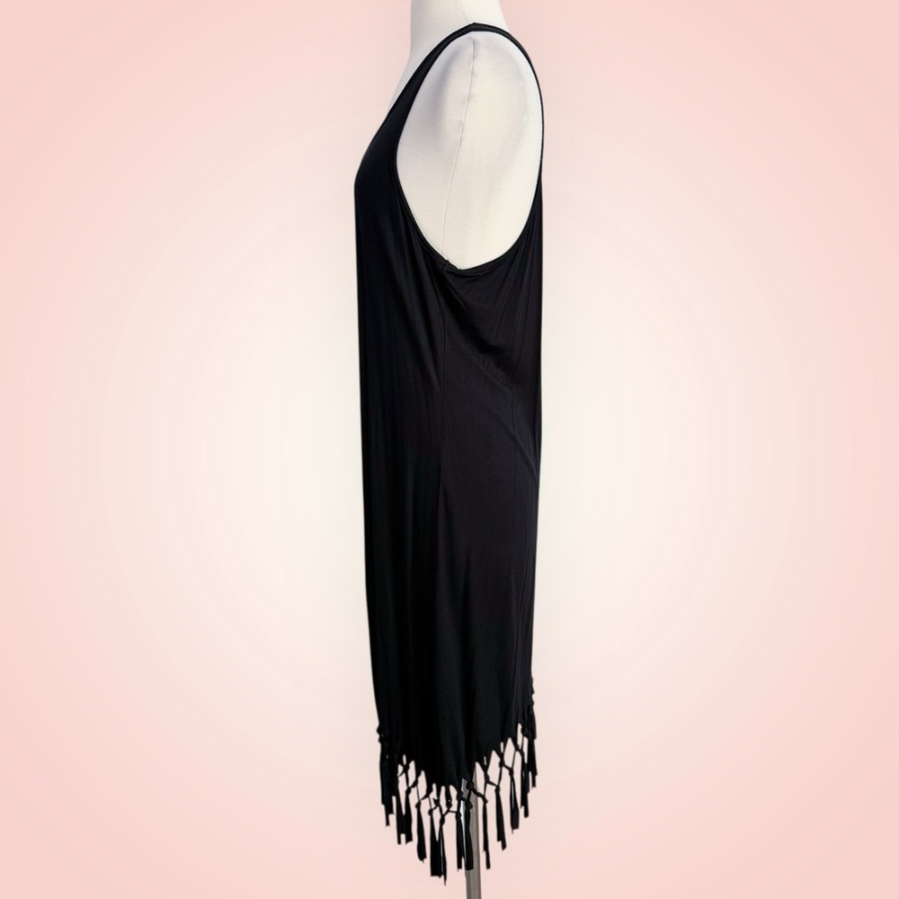 LASCANA for Venus Fringe Hem Beach Dress Women’s Size 8 Black NWT - Picture 8 of 12